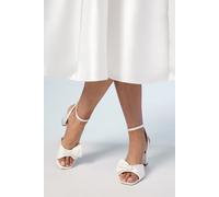 Coast Bridal Wide Fit Tina Satin Soft Ruffle High Block Heel Sandals, 3, ivory