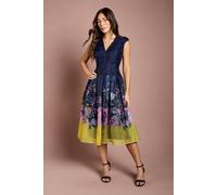 Coast Women's Burnout Organza Drop Waist Midi Dress in Navy | Size: 10 Coast Navy 10