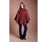 Coast Women's Faux Pearl Button Detail Belted Occasion Cape Jacket in Berry | Size: Medium