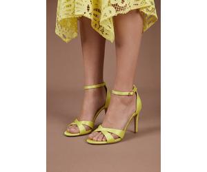 Coast Women's Cadenza Satin Cross Strap High Stiletto Heel Sandals in Chartreuse | Size: 5
