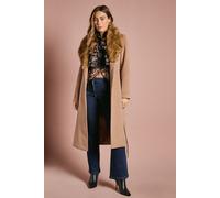 Coast Women's Camel Faux Fur Collar Occasion Belted Midi Coat | Size: 14 Coast Camel 14