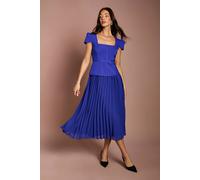 Coast Women's Cap Sleeve Bandage Bodice Pleated Skirt Midi Dress in Cobalt | Size: 8