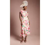Coast Women's Cap Sleeve Floral Chiffon Midi Dress in Ivory | Size: 8 Coast Ivory 8