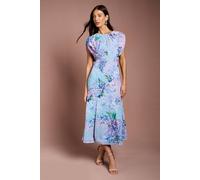 Coast Women's Cap Sleeve Floral Chiffon Midi Dress in Pale Blue | Size: 8 Coast Pale Blue 8