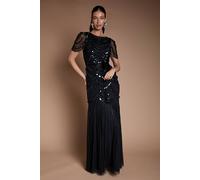 Coast Women's Cape Shoulder Embellished Maxi Dress in Black | Size: 8 Coast Black 8