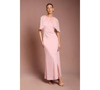 Coast Women's Cape Sleeve Ruched Detail Maxi Dress in Blush | Size: 14 Coast Blush 14