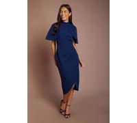 Coast Women's Cape Sleeve Wrap Skirt Midi Dress in Navy | Size: 14