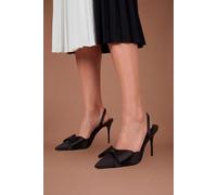 Coast Women's Charlotte Satin Bow Detail Slingback Heeled Court Shoes in Black | Size: 4
