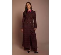 Coast Women's Check Double Breasted Formal Coat in Berry | Size: 16