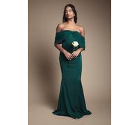 Coast Women's Chiffon Bardot Satin Bridesmaid Dress in Emerald | Size: 10 Coast Emerald 10