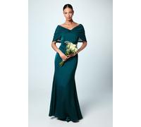 Coast Women's Chiffon Bardot Satin Bridesmaid Dress in Emerald | Size: 8 Coast Emerald 8