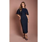 Coast Women's Chiffon Cape Pencil Dress in Navy | Size: 18 Coast Navy 18