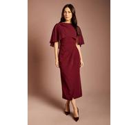 Coast Women's Chiffon Cape Pencil Midi Dress in Burgundy | Size: 12 Coast Burgundy 12
