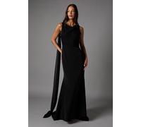 Coast Women's Chiffon Detail Cowl Back Crepe Maxi Dress in Black | Size: 14 Coast Black 14