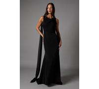 Coast Women's Chiffon Detail Cowl Back Crepe Maxi Dress in Black | Size: 16