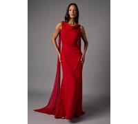 Coast Women's Chiffon Detail Cowl Back Crepe Maxi Dress in Red | Size: 18