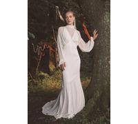 Coast Women's Chiffon Overlay Bohemian Long Sleeve Maxi Wedding Dress in Ivory | Size: 12 Coast Ivory 12