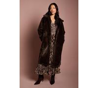 Coast Women's Chocolate Faux Fur Longline Collared Coat | Size: 8 Coast Chocolate 8
