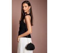 Coast Women's Coral Ruched Satin Shell Shaped Clutch Bag in Black Coast Black One Size