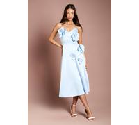 Coast Women's Corsage Detail Satin Midi Dress in Light Blue | Size: 12 Coast Light Blue 12