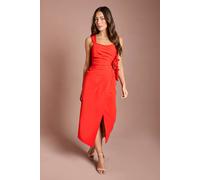 Coast Women's Corsage Pleated Pencil Dress in Flame Red | Size: 12 Coast Flame Red 12