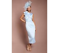Coast Women's Corsage Satin Pencil Dress in Light Blue | Size: 8