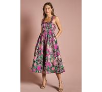 Coast Women's Corset Bodice Full Skirted Jacquard Midi Dress in Pink | Size: 14 Coast Pink 14