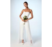 Coast Women's Corset Crepe Wedding Jumpsuit with Organza Overlay in Ivory | Size: 12 Coast Ivory 12