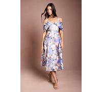 Coast Women's Corseted Bardot Jacquard Midi Dress in Purple | Size: 12
