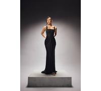 Coast Women's Couture Satin Boned Bodice Sleeveless Ruched Detail Maxi Dress in Black | Size: 18