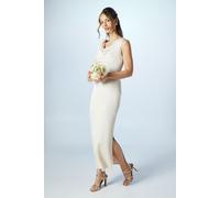 Coast Women's Cowl Detail Tie Shoulder Column Satin Bridesmaid Dress in Champagne | Size: 12 Coast Champagne 12