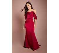 Coast Women's Cowl Neck Corset Drape Satin Maxi Dress in Red | Size: 18