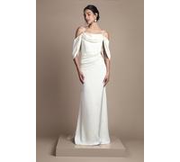 Coast Cowl Neck Corset Drape Satin Maxi Wedding Dress In Oyster oyster 18