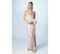 Coast Women's Cowl Neck Satin Slip Maxi Bridesmaid Dress in Blush | Size: 14