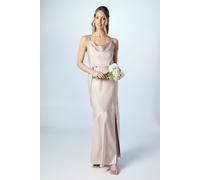 Coast Women's Cowl Neck Satin Slip Maxi Bridesmaid Dress in Blush | Size: 16 Coast Blush 16