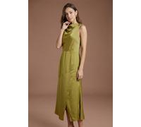 Coast Women's Cowl Neck Sleeveless Satin Midi Dress in Olive | Size: 12 Coast Olive 12