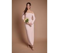 Coast Women's Crepe Bardot Long Sleeve Bridesmaid Maxi Dress in Blush | Size: 18