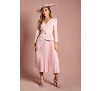 Coast Women's Crepe Bodice Long Sleeve Pleated Midi Dress in Rose | Size: 18