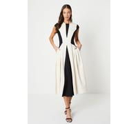 Coast Women's Crepe Colour Block Midi Dress in Mono | Size: 8 Coast Mono 8