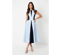 Coast Women's Crepe Colour Block Midi Dress in Pale Blue | Size: 10 Coast Pale Blue 10