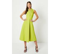 Coast Women's Crepe Pleat Collar Full Skirt Midi Dress in Lime | Size: 10 Coast Lime 10
