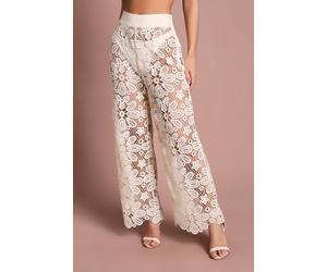 Coast Women's Crochet Wide Leg Wedding Trouser in Ivory | Size: 12 Coast Ivory 12