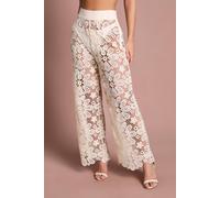 Coast Women's Crochet Wide Leg Wedding Trouser in Ivory | Size: 16 Coast Ivory 16