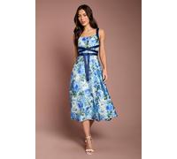 Coast Women's Cross Front Floral Jacquard Midi Dress in Blue | Size: 12