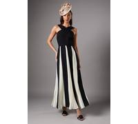Coast Women's Cross Front Pleat Panelled Maxi Dress in Mono | Size: 16