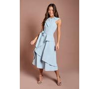 Coast Women's Cross Neck Bardot Crepe Midi Dress in Light Blue | Size: 10