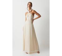 Coast Women's Cross Neck Sequin Bridesmaid Maxi Dress in Ivory | Size: 14
