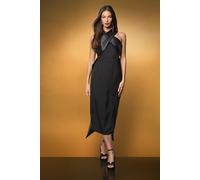 Coast Women's Cross Over Front Bow Back Midi Dress in Black | Size: 10 Coast Black 10
