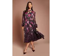 Coast Women's Cutout Printed Organza Midi Dress in Fig | Size: 12