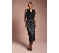 Coast Women's Cutwork Embroidered Mesh Pencil Skirt in Black | Size: 10